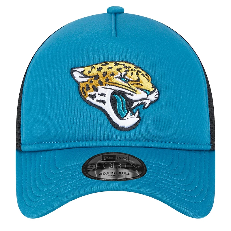 Casquette réglable de camionneur A-Frame 9FORTY Jacksonville Jaguars New Era bleu sarcelle pour jeune