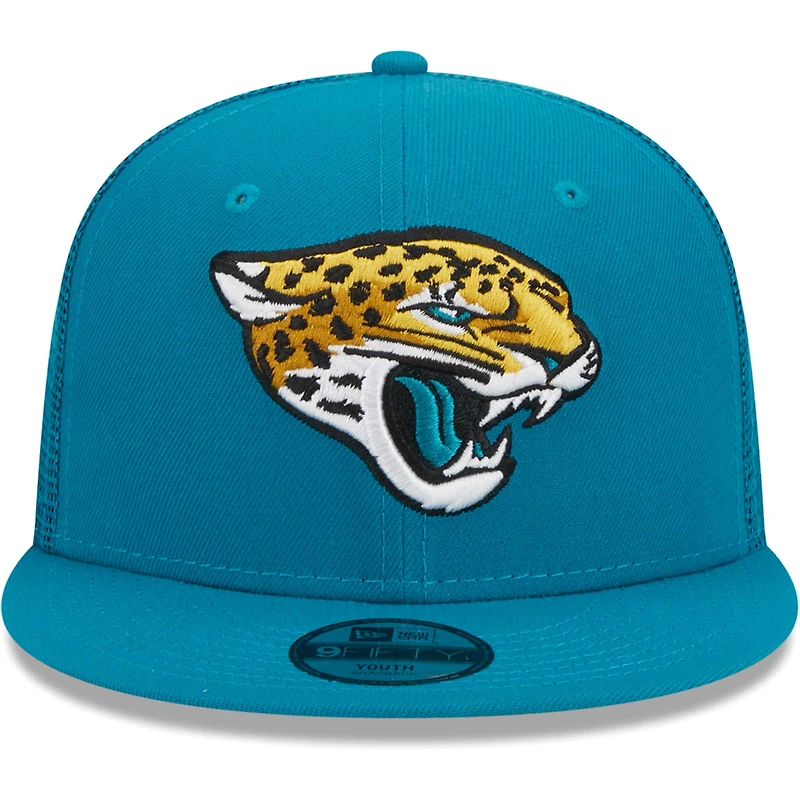 Youth New Era Teal Jacksonville Jaguars  Main Trucker 9FIFTY Snapback Hat