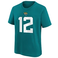 Youth Nike Travis Hunter Teal Jacksonville Jaguars 2025 NFL Draft First Round Pick Name & Number T-Shirt