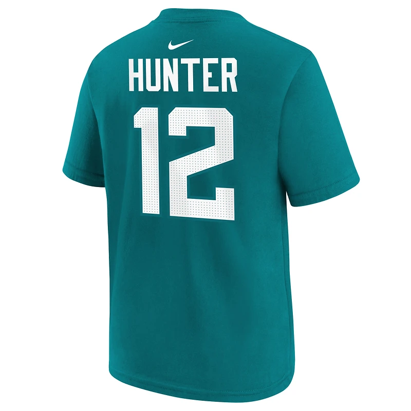 Youth Nike Travis Hunter Teal Jacksonville Jaguars 2025 NFL Draft First Round Pick Name & Number T-Shirt