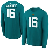 T-shirt à manches longues Nike Trevor Lawrence Teal Jacksonville Jaguars avec nom et numéro du joueur