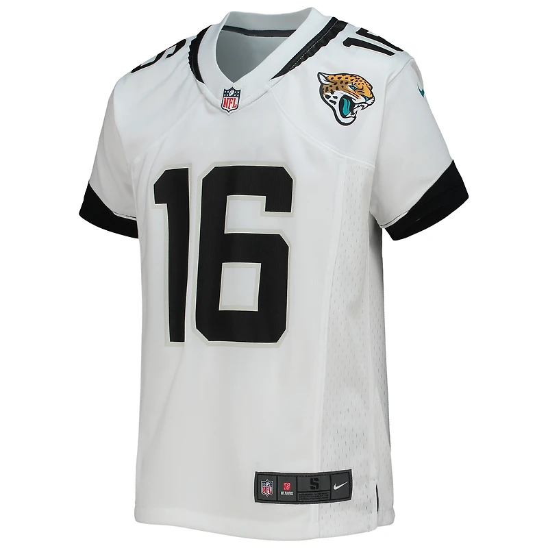 Maillot de match Nike Trevor Lawrence blanc des Jaguars Jacksonville pour jeune