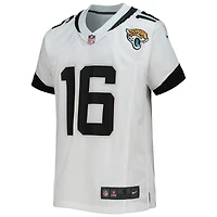 Maillot de match Nike Trevor Lawrence blanc des Jaguars Jacksonville pour jeune