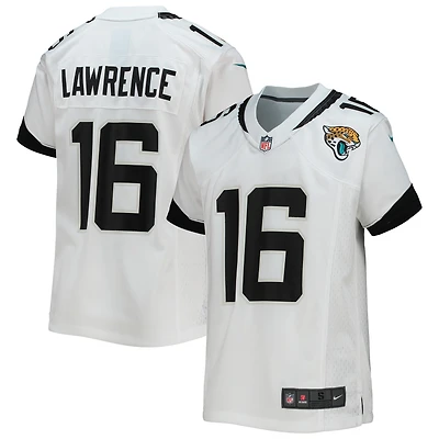 Maillot de match Nike Trevor Lawrence blanc des Jaguars Jacksonville pour jeune