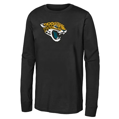 T-shirt à manches longues noir logo principal des Jaguars de Jacksonville pour jeunes la marque Outerstuff