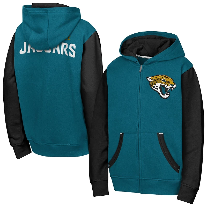 Sweat à capuche zippé Youth Outerstuff Teal Jacksonville Jaguars Stadium Colorblock