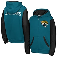 Sweat à capuche zippé Youth Outerstuff Teal Jacksonville Jaguars Stadium Colorblock