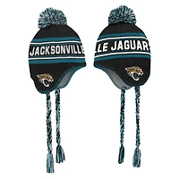 Bonnet tricoté à pompon en jacquard bleu sarcelle pour jeunes des Jaguars de Jacksonville