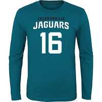 T-shirt à manches longues pour jeune Trevor Lawrence Teal Jacksonville Jaguars Mainliner Player Name & Number