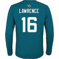 T-shirt à manches longues pour jeune Trevor Lawrence Teal Jacksonville Jaguars Mainliner Player Name & Number