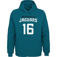 Sweat à capuche avec nom et numéro de joueur principal des Jaguars Jacksonville Trevor Lawrence Teal