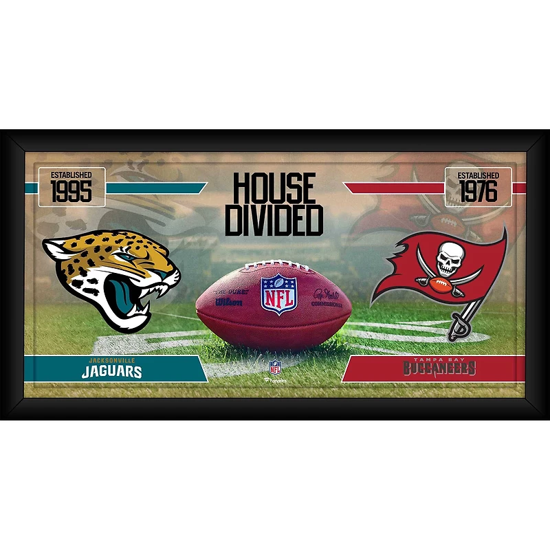 Jacksonville Jaguars vs. Tampa Bay Buccaneers Framed 10" x 20" House Divided Football Collage