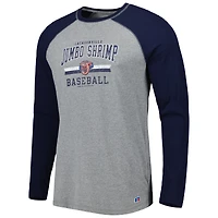 Men's Navy/Heathered Gray Jacksonville Jumbo Shrimp Long Sleeve Baseball T-Shirt