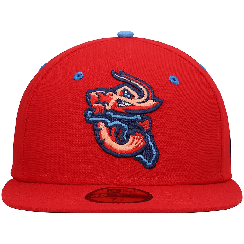 Casquette ajustée 59FIFTY Team Alternate Authentic Collection Jacksonville Jumbo Shrimp New Era pour homme, rouge