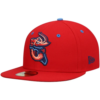 Casquette ajustée 59FIFTY Team Alternate Authentic Collection Jacksonville Jumbo Shrimp New Era pour homme, rouge