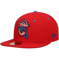 Casquette ajustée 59FIFTY Team Alternate Authentic Collection Jacksonville Jumbo Shrimp New Era pour homme, rouge