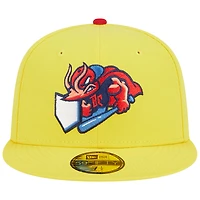 Casquette ajustée 59FIFTY Captain Crustacean pour homme New Era jaune Jacksonville Jumbo Shrimp Theme Nights