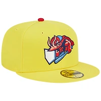 Casquette ajustée 59FIFTY Captain Crustacean pour homme New Era jaune Jacksonville Jumbo Shrimp Theme Nights