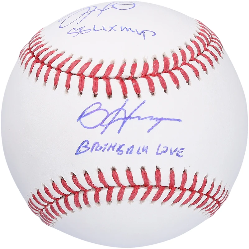 Balle de baseball dédicacée par Jalen Hurts et Bryce Harper avec inscriptions « SB LIX MVP » et « Brotherly Love » - Édition limitée à 10 exemplaires