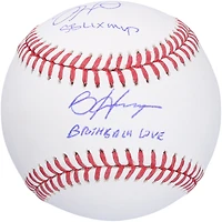 Balle de baseball dédicacée par Jalen Hurts et Bryce Harper avec inscriptions « SB LIX MVP » et « Brotherly Love » - Édition limitée à 10 exemplaires