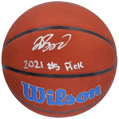 Ballon de basket-ball autographié par Jalen Suggs du Orlando Magic avec le logo de l'équipe Wilson et l'inscription « 2021 #5 Pick »