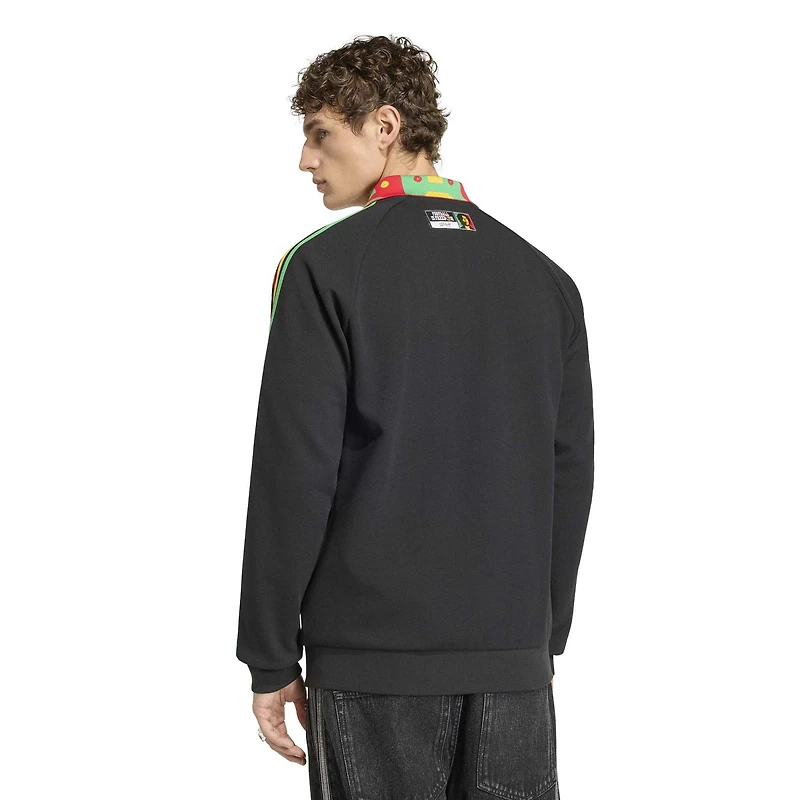 Veste zippée adidas noire pour homme, motif hymne de l'équipe nationale jamaïcaine