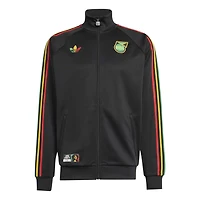Veste de survêtement zippée adidas Originals noire pour homme, modèle Jamaica National Team.