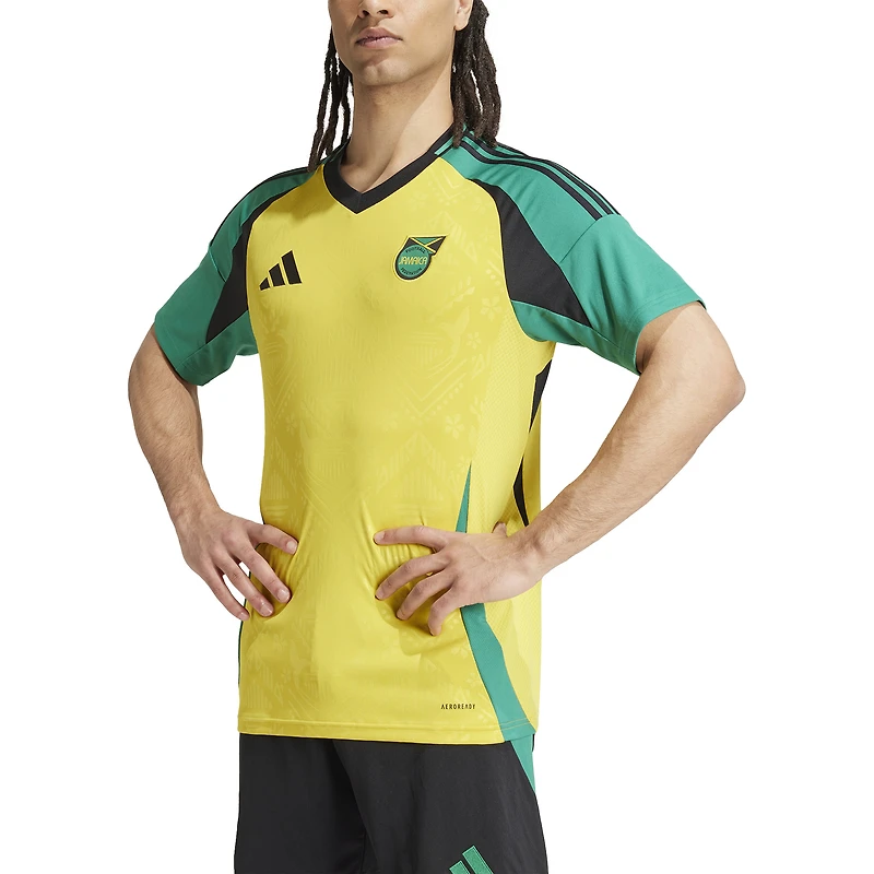 Maillot adidas pour homme, jaune, réplique de l'équipe nationale la Jamaïque 2024, domicile