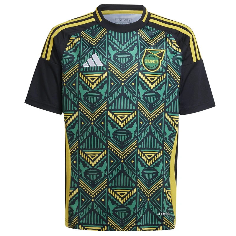 Maillot adidas noir pour jeunes de l'équipe nationale la Jamaïque 2024 extérieur, réplique