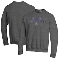 Sweat-shirt à capuche Champion Heather Charcoal James Madison Dukes Arch Over Logo pour homme