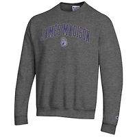 Sweat-shirt à capuche Champion Heather Charcoal James Madison Dukes Arch Over Logo pour homme