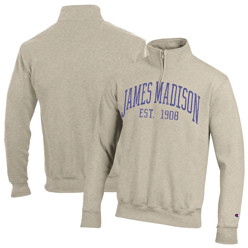 Men's Champion  Cream James Madison Dukes Established Date Quarter-Zip Pullover