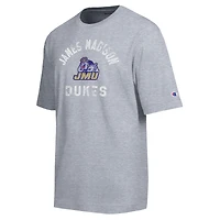 T-shirt d'équipe James Madison Dukes gris chiné pour homme, style vieilli.