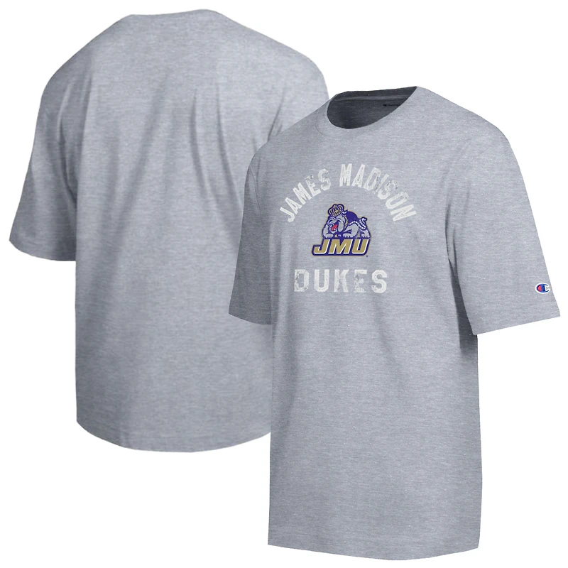 T-shirt d'équipe James Madison Dukes gris chiné pour homme, style vieilli.