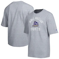 T-shirt d'équipe James Madison Dukes gris chiné pour homme, style vieilli.