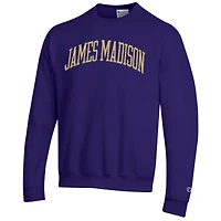 Men's Champion  Purple James Madison Dukes Basic Arch Fleece Pullover Sweatshirt