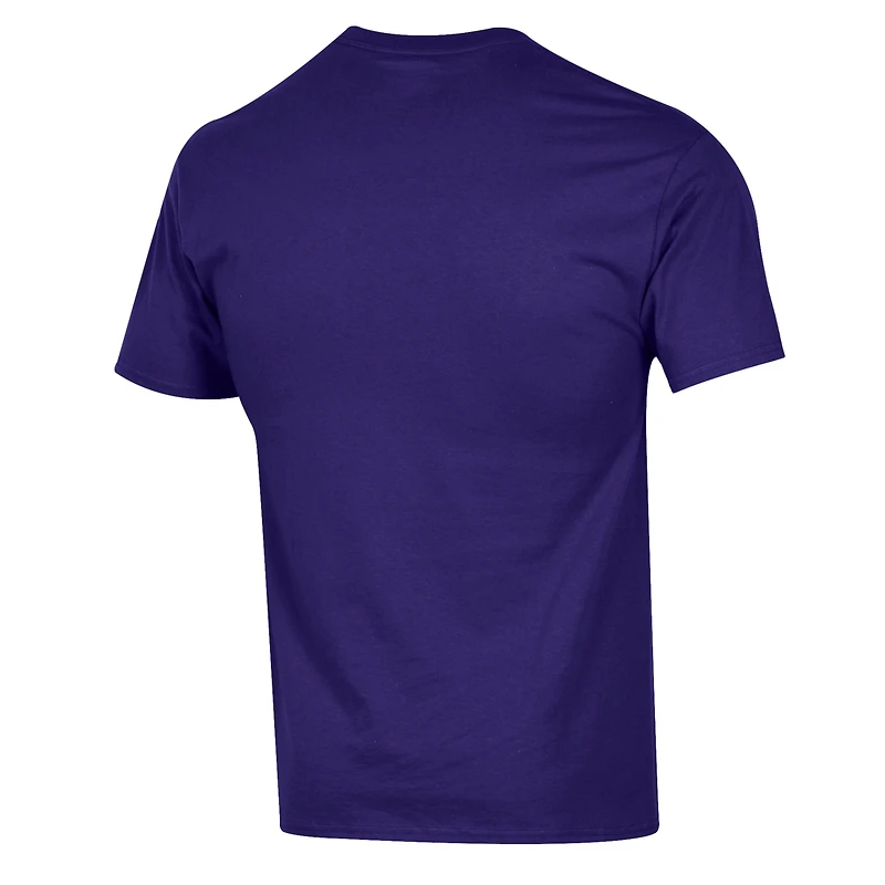 T-shirt Powerblend violet Champion pour homme James Madison Dukes Icon Softball