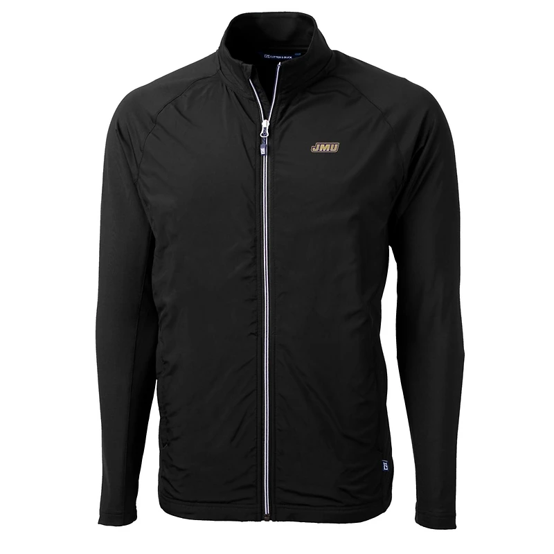 Men's Cutter & Buck Black James Madison Dukes Big Tall Adapt Eco Knit Hybrid Recycled Full-Zip Jacket