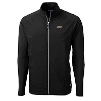 Men's Cutter & Buck Black James Madison Dukes Big Tall Adapt Eco Knit Hybrid Recycled Full-Zip Jacket