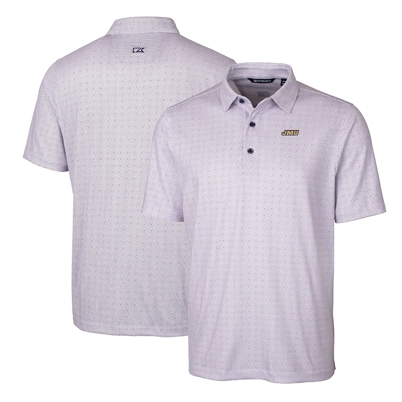 Men's Cutter & Buck Purple James Madison Dukes Big Tall Pike Double Dot Print Stretch Polo