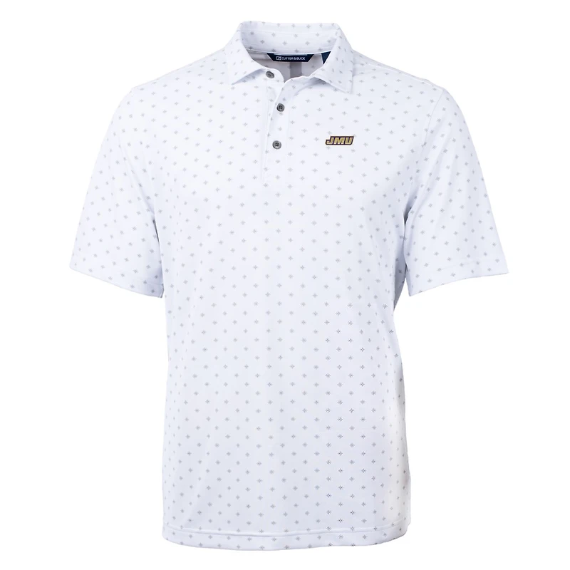 Polo recyclé à imprimé carreaux James Madison Dukes Virtue Eco Pique pour homme, blanc, Cutter & Buck, taille grande