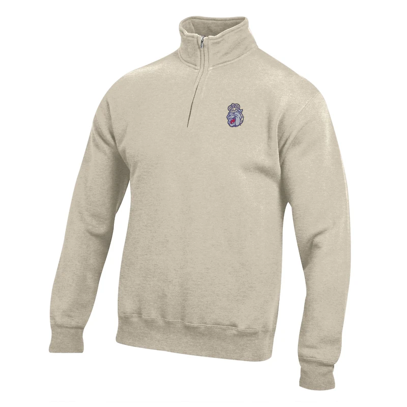 Men's Oatmeal James Madison Dukes Big Cotton Quarter-Zip Pullover Sweatshirt