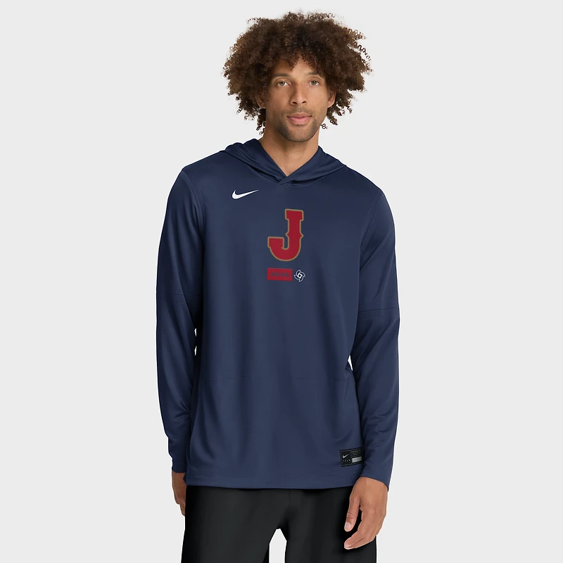 Men's Nike Navy Japan Baseball 2026 World Classic Authentic Collection Dri-FIT Long Sleeve Hooded T-Shirt