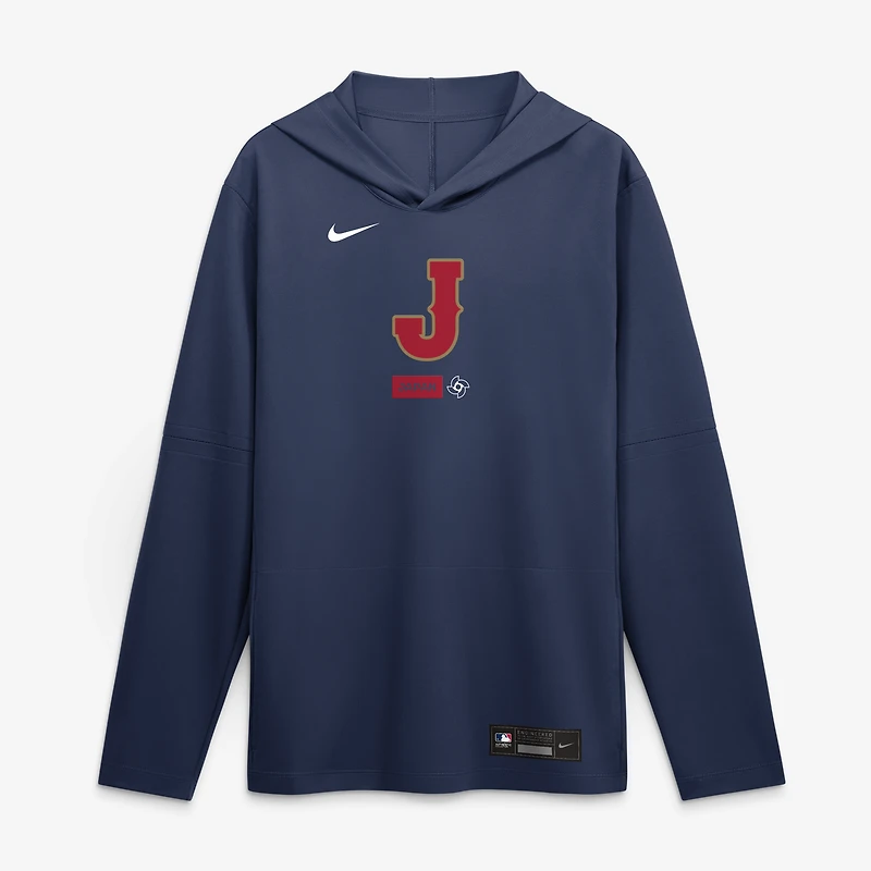 Men's Nike Navy Japan Baseball 2026 World Classic Authentic Collection Dri-FIT Long Sleeve Hooded T-Shirt
