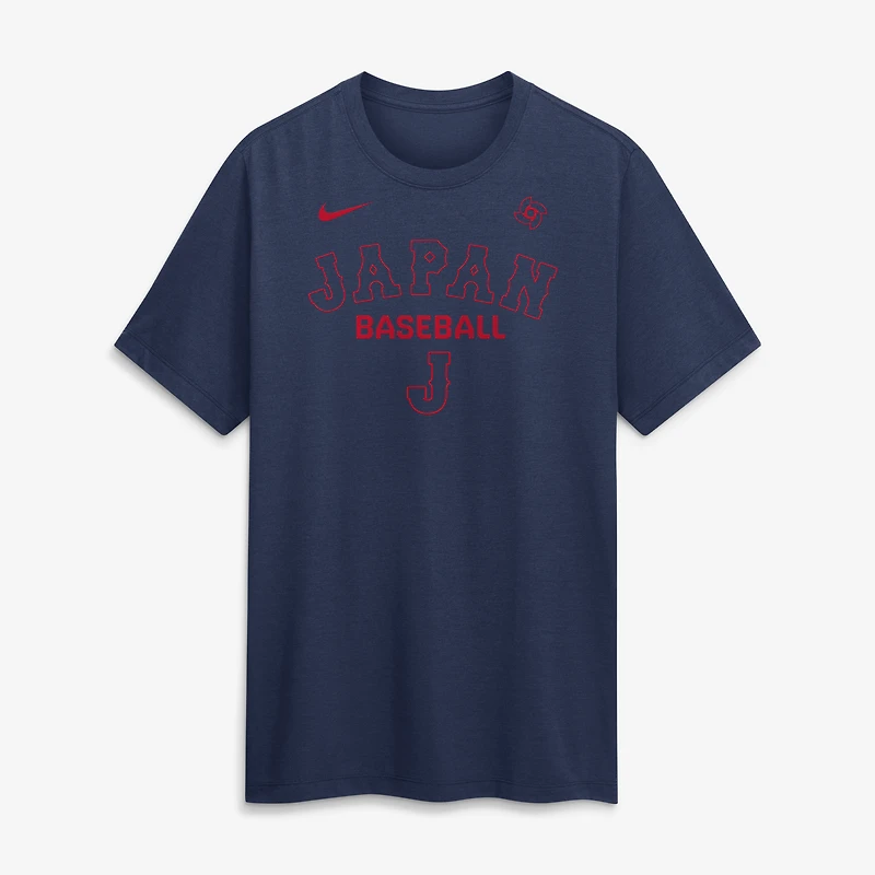 T-shirt Nike bleu marine pour homme, collection authentique de Baseball du Japon, édition spéciale 2026 World Classic, modèle Early Work Dri-FIT Tri-Blend