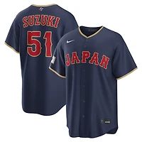 Men's Nike Seiya Suzuki Navy Japan Baseball 2026 World Classic Road Stadium Jersey