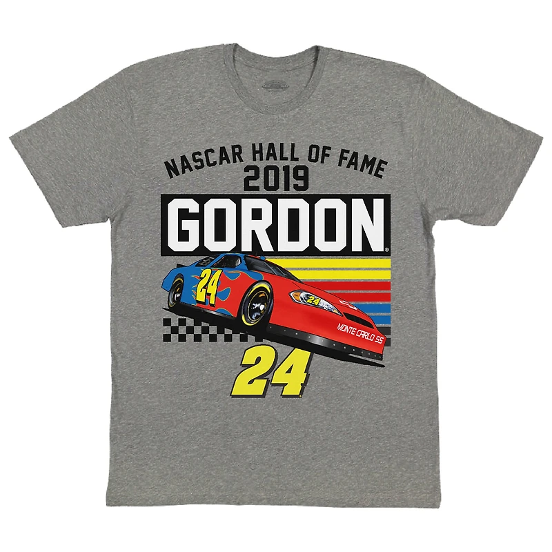 T-shirt à damier pour hommes Sports Heather Charcoal NASCAR Hall Of Fame