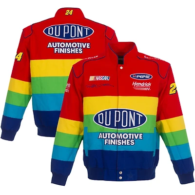 Veste d'uniforme Jeff Gordon en sergé rouge/bleu pour homme, modèle JH Design, fermeture à boutons-pression.