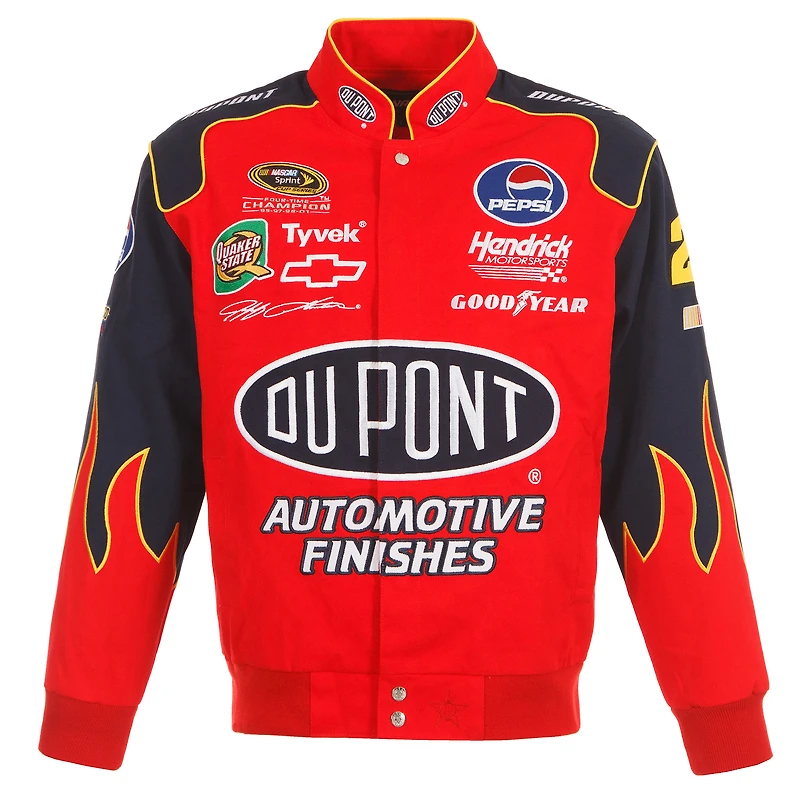 Veste rouge à bouton-pression pour uniforme de pilote en sergé JH Design Jeff Gordon DuPont hommes