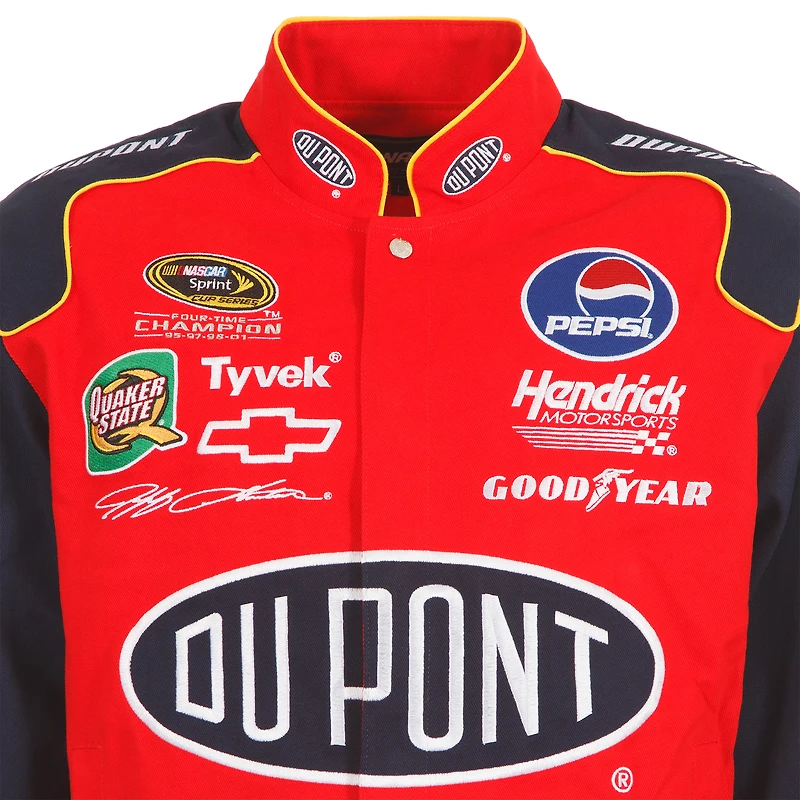 Veste rouge à bouton-pression pour uniforme de pilote en sergé JH Design Jeff Gordon DuPont hommes